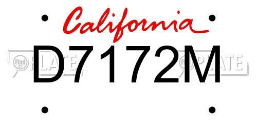 D7172M California License Plate