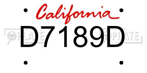 D7189D California License Plate