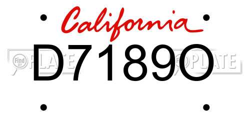 D7189O California License Plate