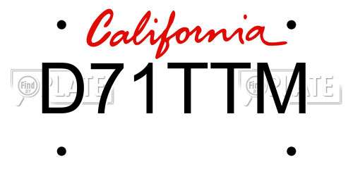 D71TTM California License Plate