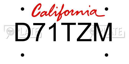 D71TZM California License Plate