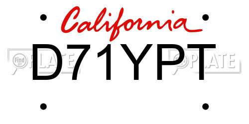 D71YPT California License Plate