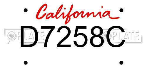 D7258C California License Plate