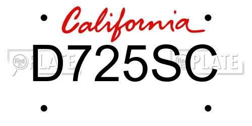D725SC California License Plate
