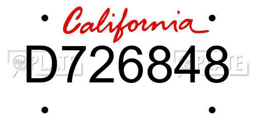 D726848 California License Plate