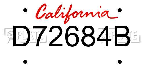 D72684B California License Plate