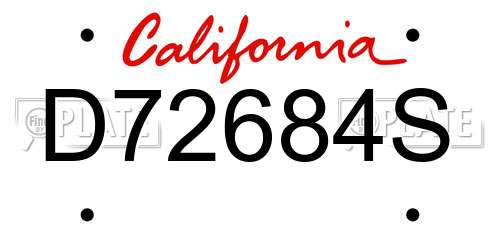 D72684S California License Plate