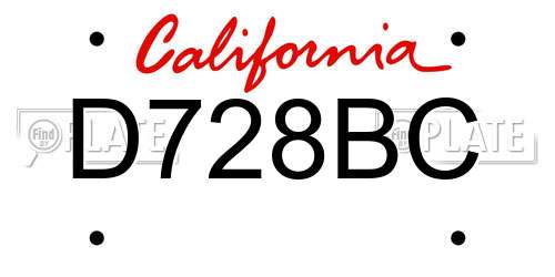 D728BC California License Plate