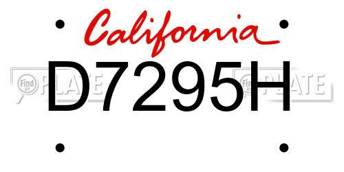 D7295H California License Plate