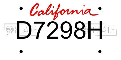 D7298H California License Plate