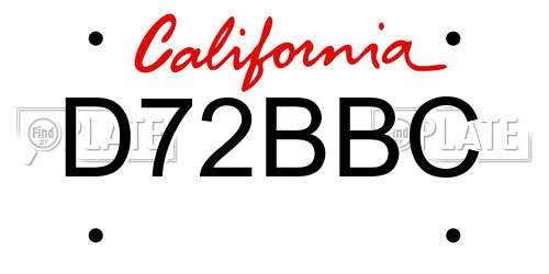 D72BBC California License Plate
