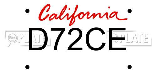 D72CE California License Plate