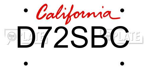 D72SBC California License Plate