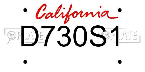D730S1 California License Plate
