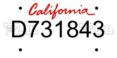 D731843 California License Plate
