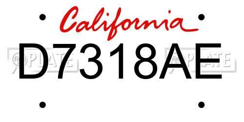 D7318AE California License Plate