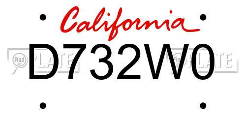 D732W0 California License Plate