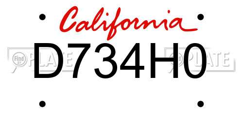 D734H0 California License Plate