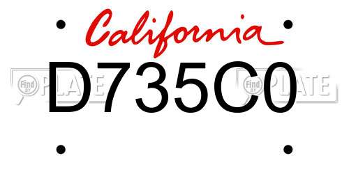D735C0 California License Plate