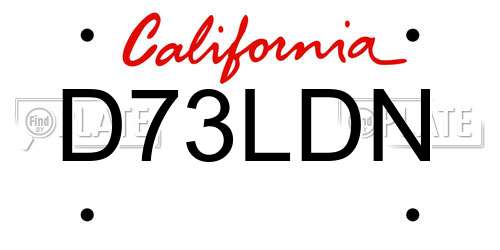 D73LDN California License Plate