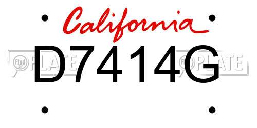 D7414G California License Plate