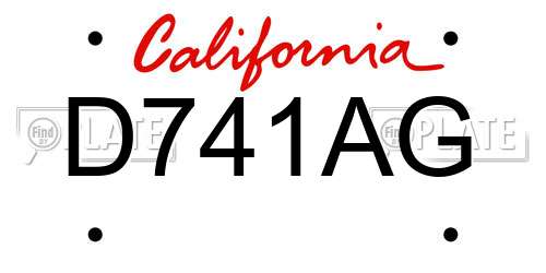 D741AG California License Plate