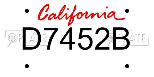 D7452B California License Plate