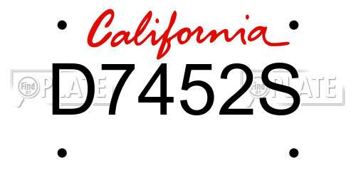 D7452S California License Plate