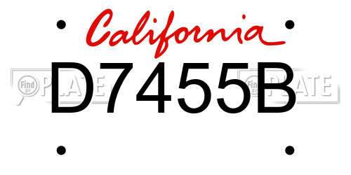 D7455B California License Plate