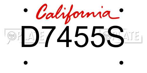 D7455S California License Plate