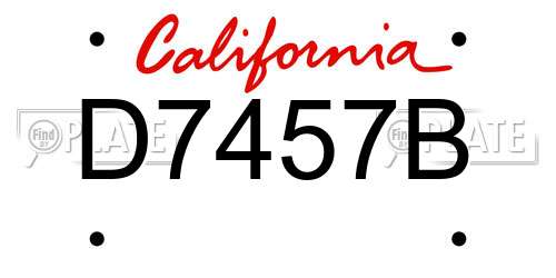 D7457B California License Plate