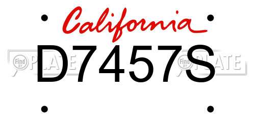 D7457S California License Plate