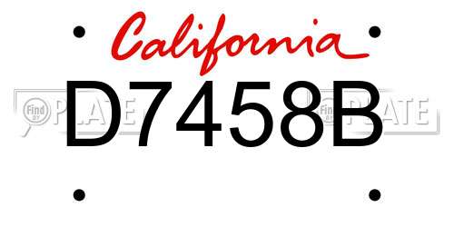 D7458B California License Plate