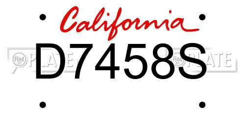 D7458S California License Plate