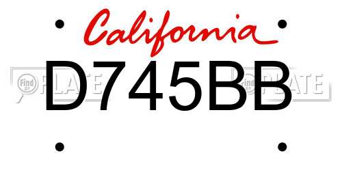 D745BB California License Plate