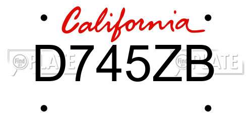D745ZB California License Plate