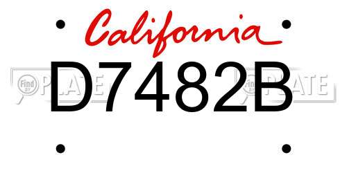 D7482B California License Plate