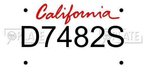D7482S California License Plate
