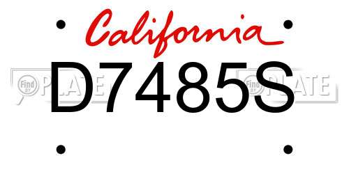 D7485S California License Plate