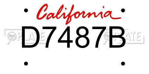 D7487B California License Plate