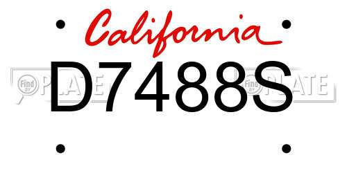 D7488S California License Plate