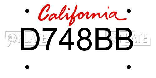 D748BB California License Plate