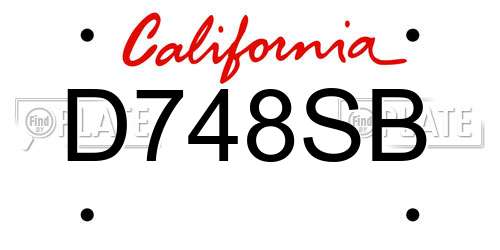 D748SB California License Plate