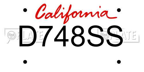 D748SS California License Plate