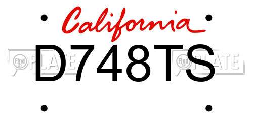 D748TS California License Plate