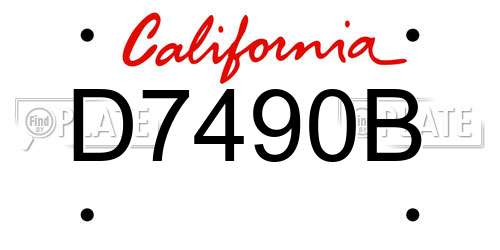 D7490B California License Plate