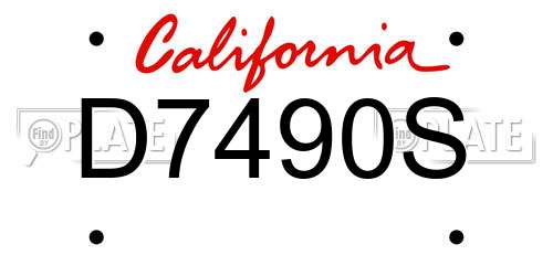 D7490S California License Plate