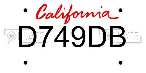 D749DB California License Plate