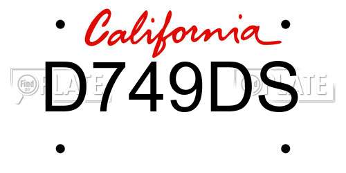 D749DS California License Plate