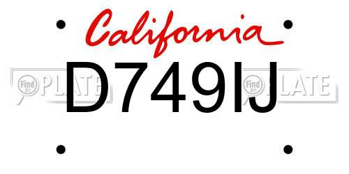 D749IJ California License Plate